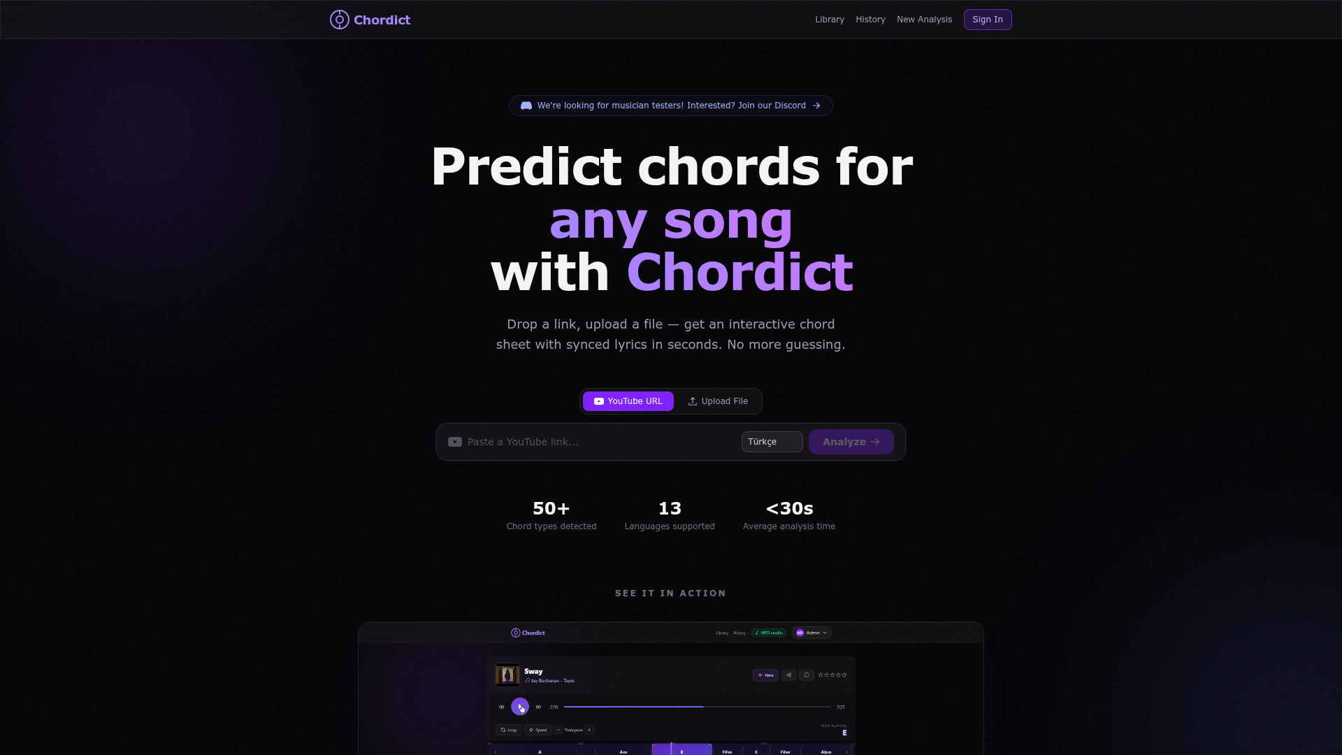 Chordict — Audio Chord & Lyric Analyzer Screenshot