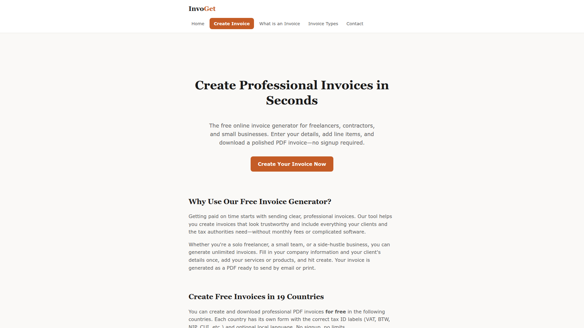 Create free invoices online – no signup Screenshot