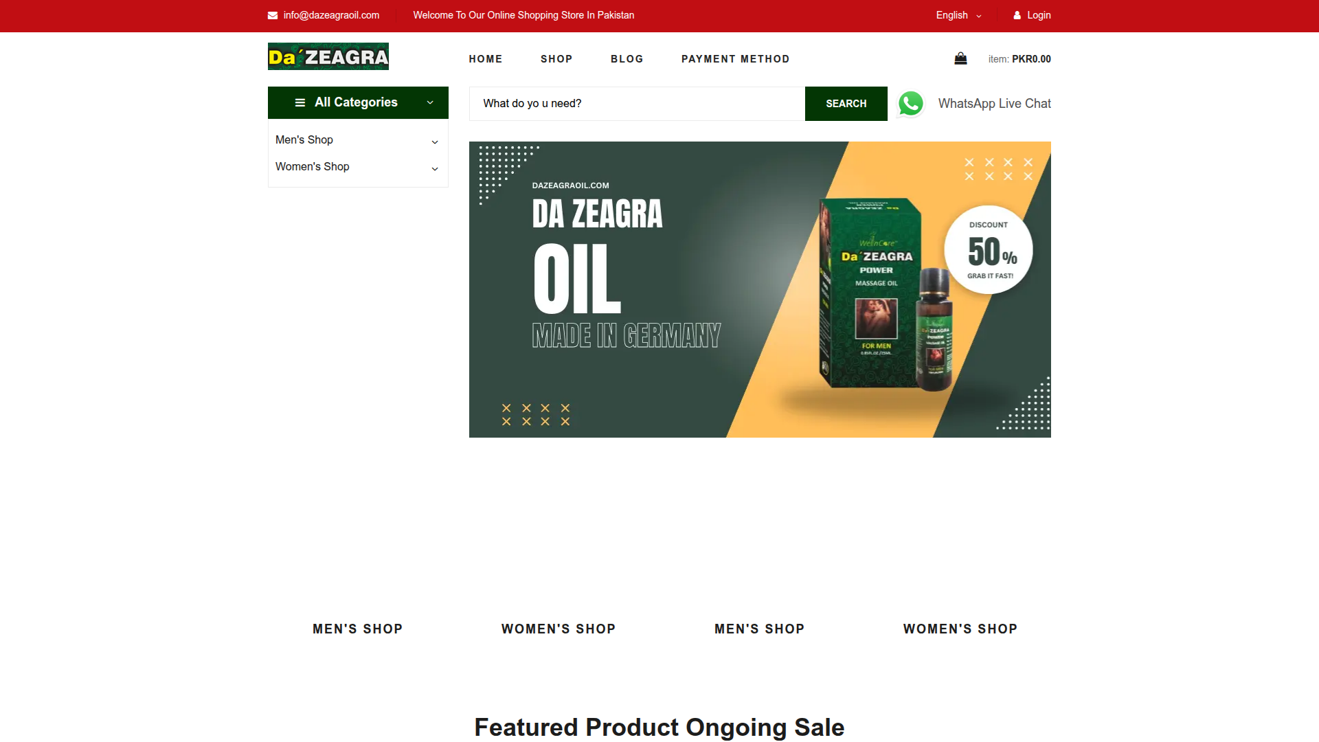 Da Zeagra Power Massage Oil In Pakistan Screenshot