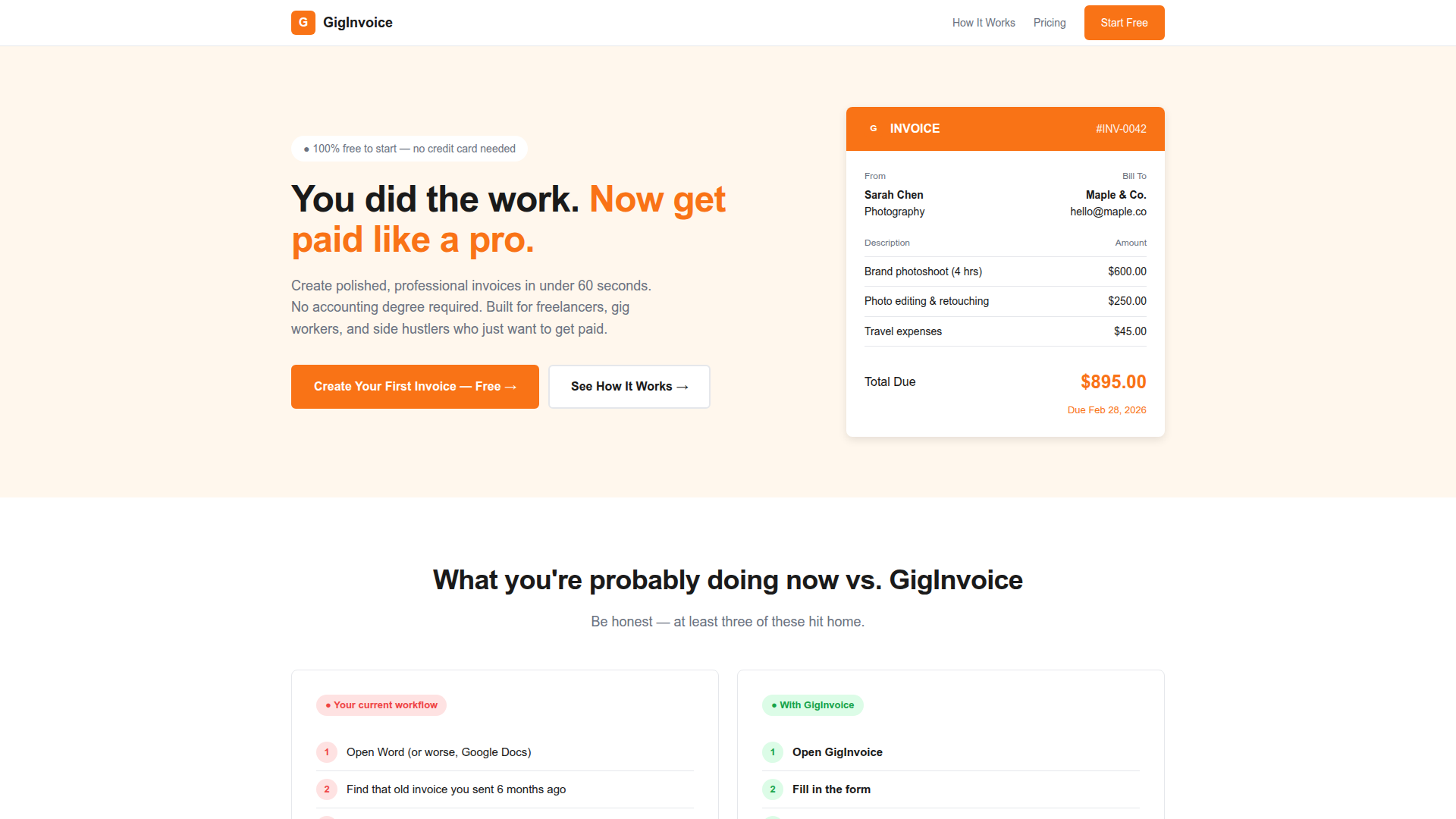 GigInvoice Screenshot