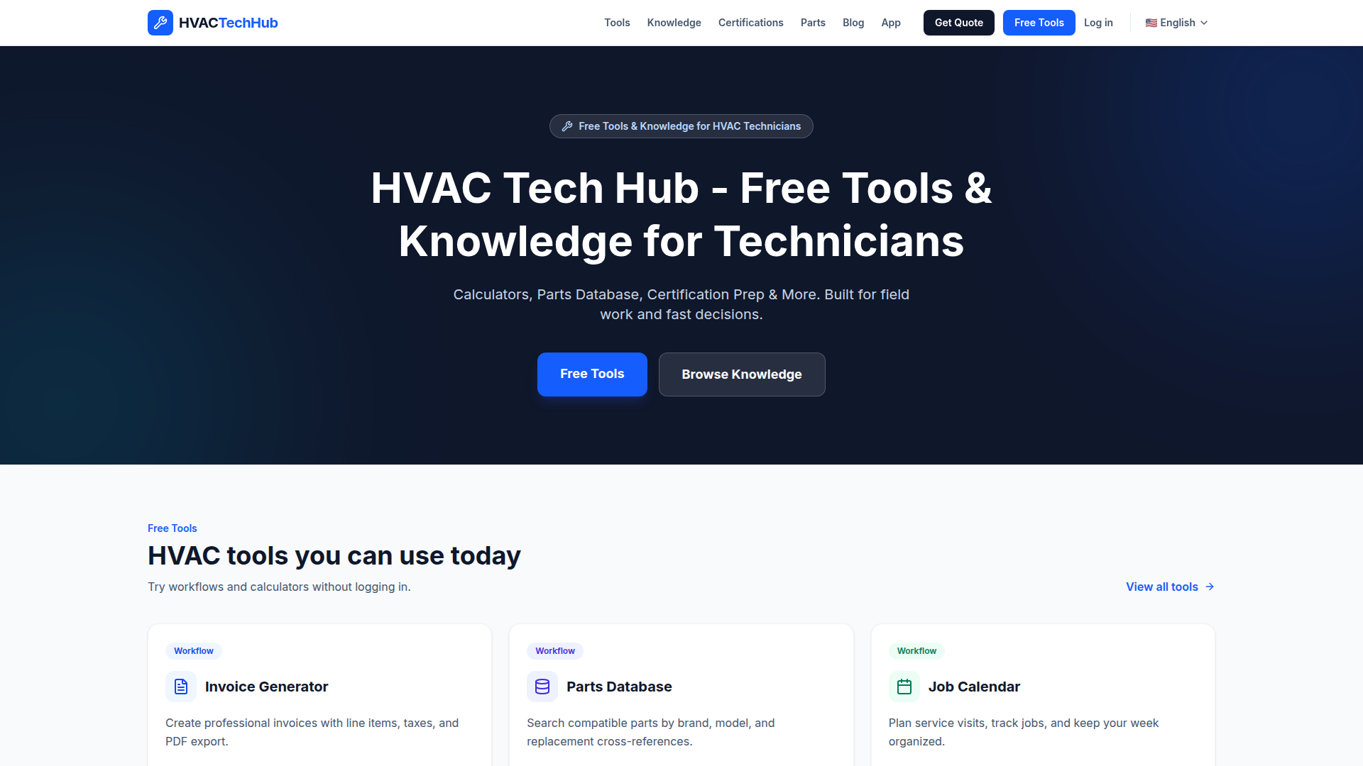 HVAC Admin Screenshot