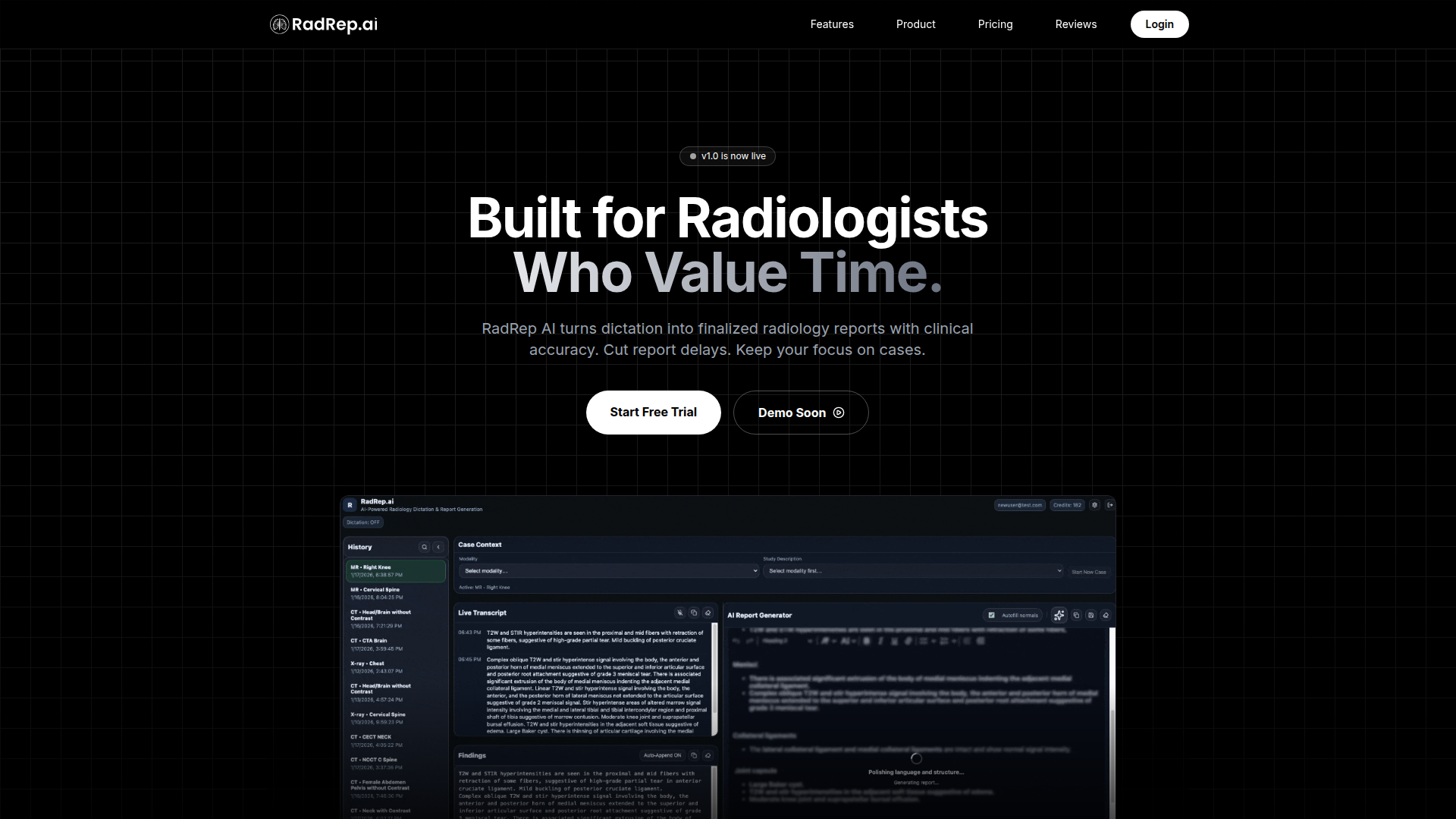 Radrep.ai Screenshot
