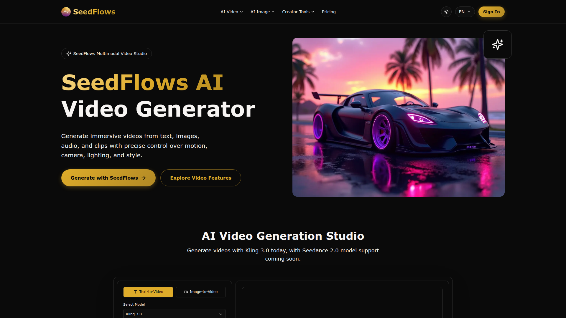 SeedFlows: AI Video from Text, Images Screenshot