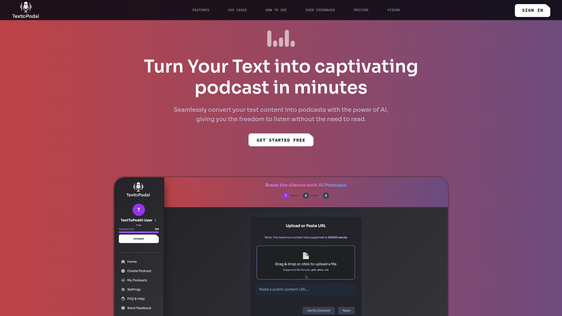 TextToPodAI Screenshot