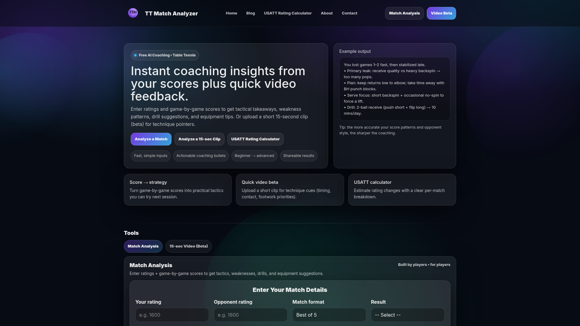 TT Match Analyzer Screenshot